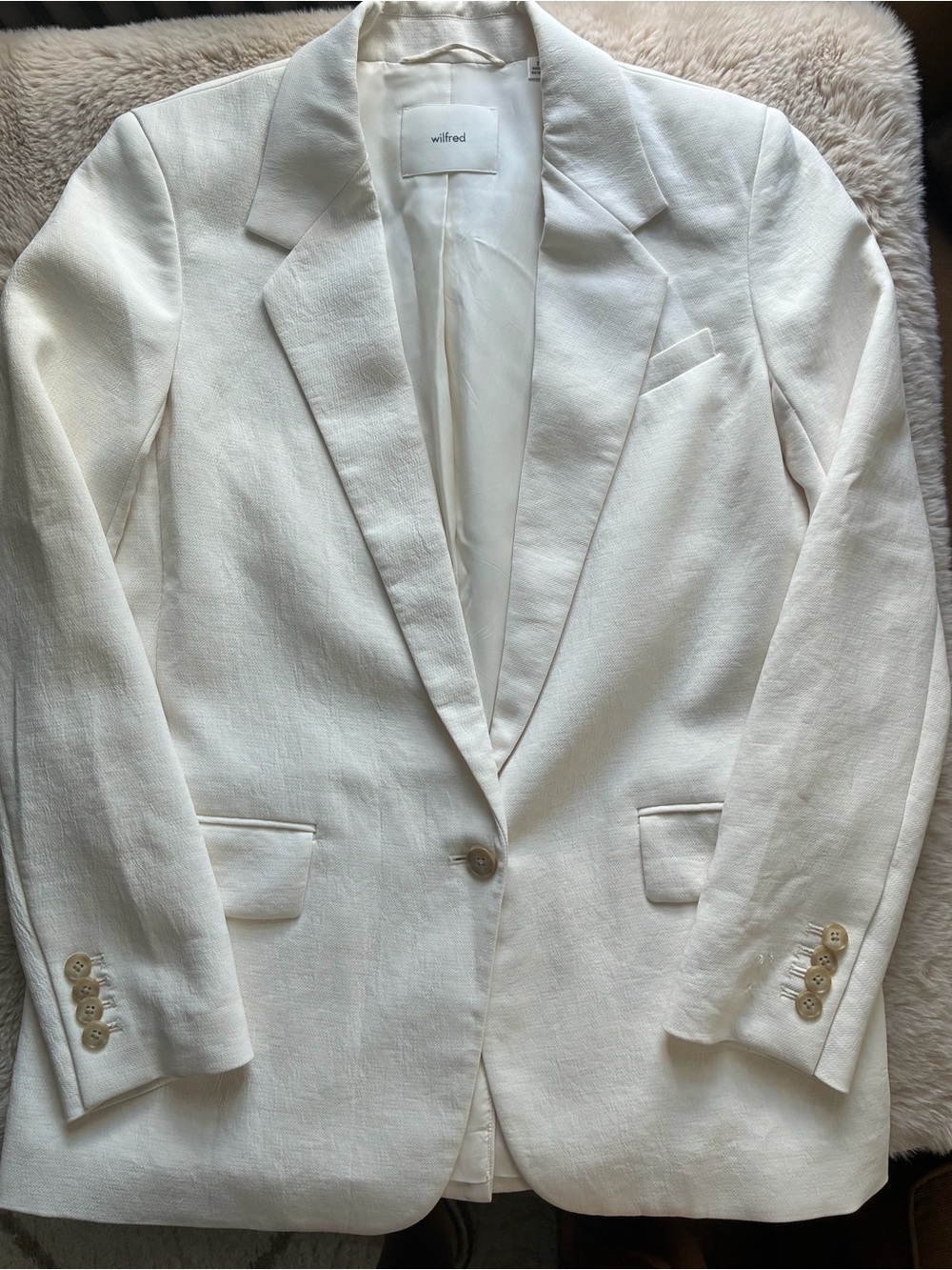 Wilfred/Aritzia Light Birch Single-Button Notch Lapel Blazer size 2
